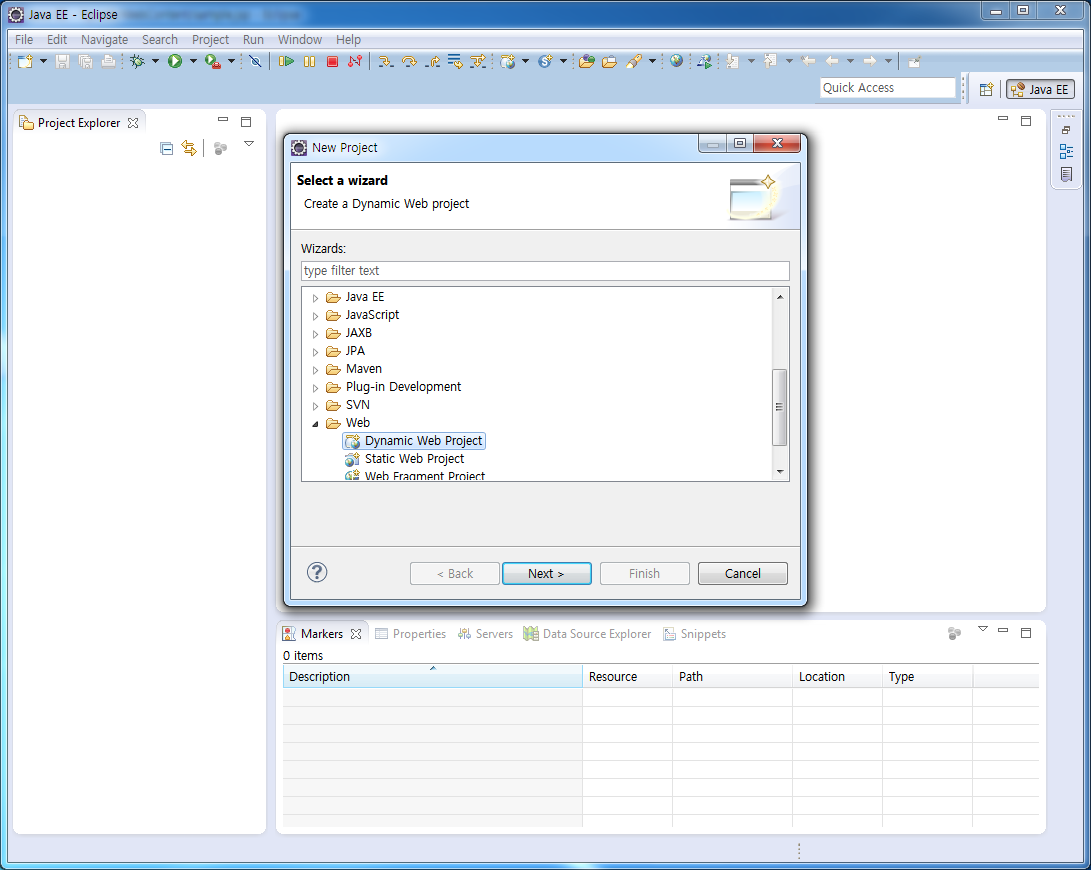 Eclipse Dynamic Web Project 선택